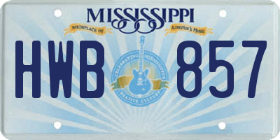 MS license plate HWB857