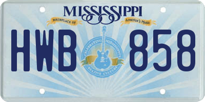 MS license plate HWB858