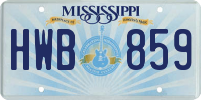 MS license plate HWB859