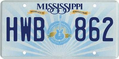 MS license plate HWB862