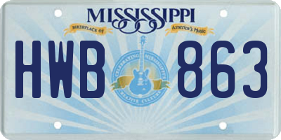 MS license plate HWB863
