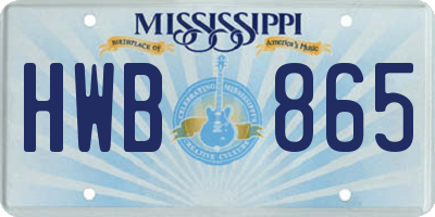 MS license plate HWB865