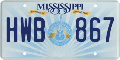 MS license plate HWB867