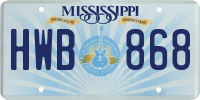 MS license plate HWB868