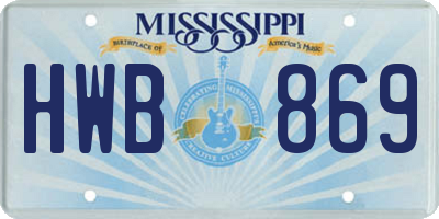 MS license plate HWB869