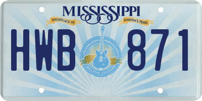 MS license plate HWB871
