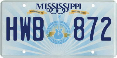 MS license plate HWB872