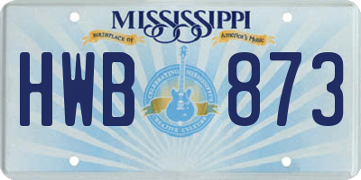MS license plate HWB873