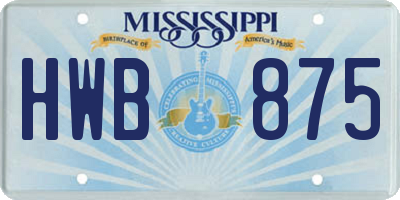 MS license plate HWB875