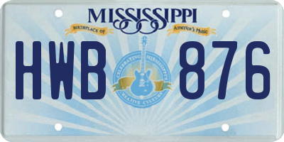 MS license plate HWB876