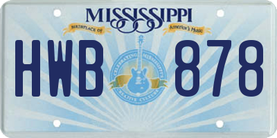MS license plate HWB878