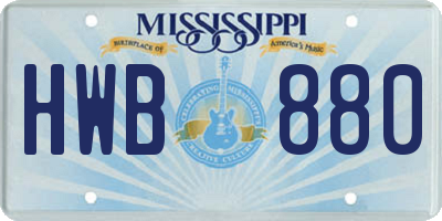 MS license plate HWB880