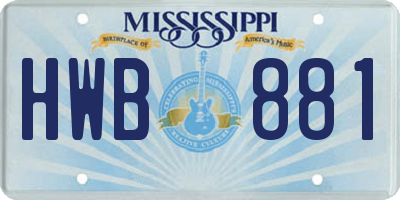 MS license plate HWB881