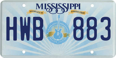 MS license plate HWB883