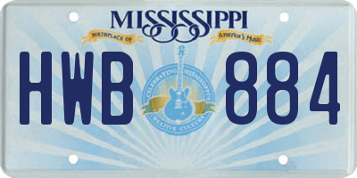 MS license plate HWB884