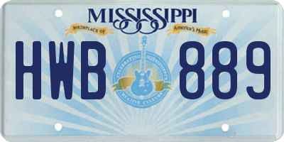 MS license plate HWB889