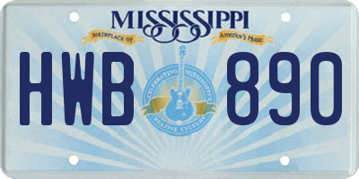 MS license plate HWB890