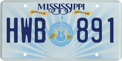 MS license plate HWB891