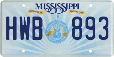 MS license plate HWB893