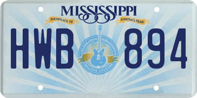 MS license plate HWB894