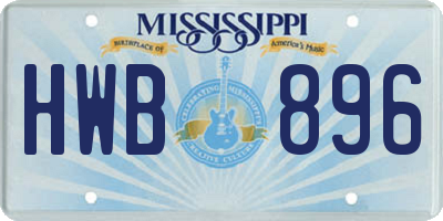 MS license plate HWB896