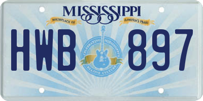 MS license plate HWB897