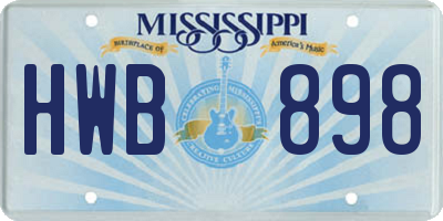 MS license plate HWB898