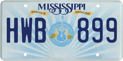 MS license plate HWB899