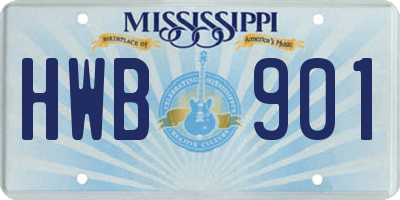 MS license plate HWB901