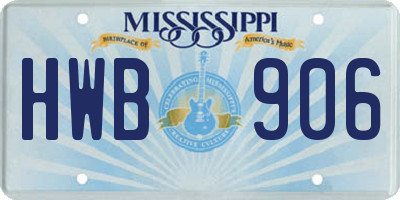 MS license plate HWB906