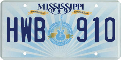 MS license plate HWB910