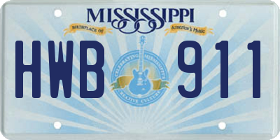 MS license plate HWB911