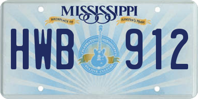 MS license plate HWB912