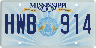 MS license plate HWB914