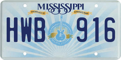 MS license plate HWB916