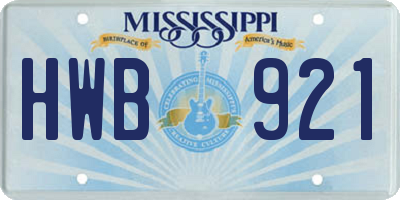 MS license plate HWB921
