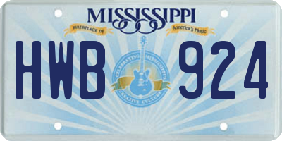 MS license plate HWB924