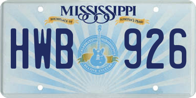 MS license plate HWB926