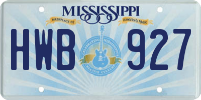 MS license plate HWB927