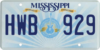 MS license plate HWB929