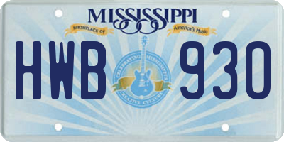 MS license plate HWB930