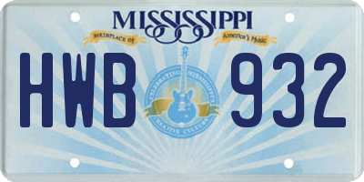 MS license plate HWB932