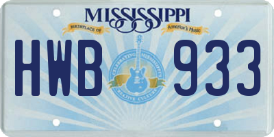 MS license plate HWB933
