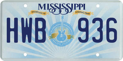 MS license plate HWB936