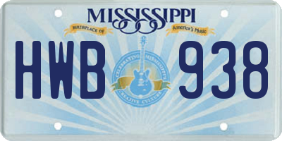 MS license plate HWB938