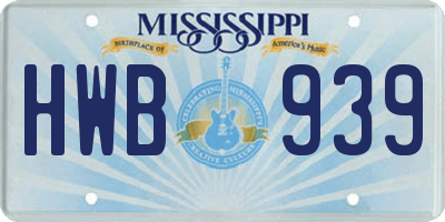 MS license plate HWB939