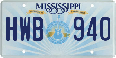 MS license plate HWB940