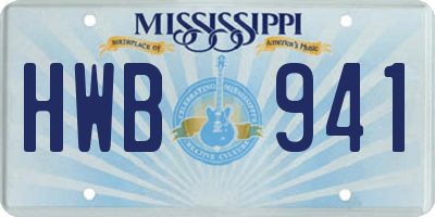 MS license plate HWB941