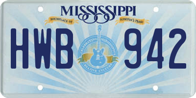 MS license plate HWB942