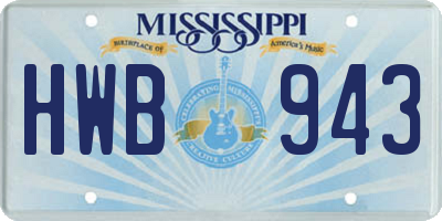 MS license plate HWB943